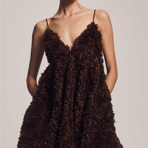 Brown Textured Sleeveless Dress